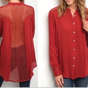 NWOT Sheer Back Long Sleeve Top